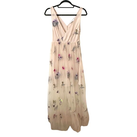 & OTHER STORIES Floral Embellished Tulle Maxi Dress Sz 34 (US 4) - Picture 2 of 7